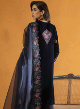 Meraki By Seran Embroidered Velvet Unstitched 3 Piece Suit - SE23MV 06 MAJESTIC BLUE